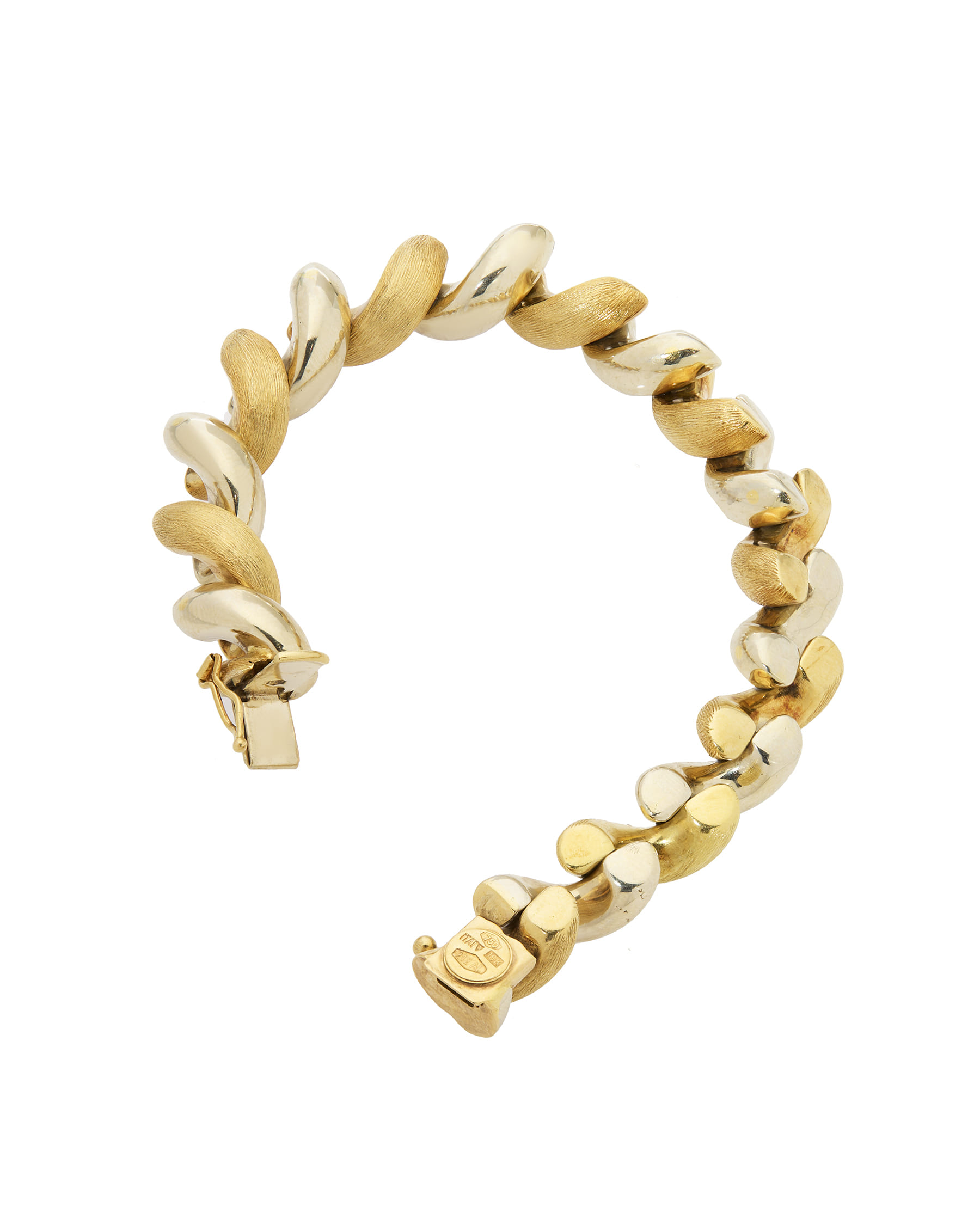 Bracciale maglia san marco in oro giallo e bianco satinato e lucido-2