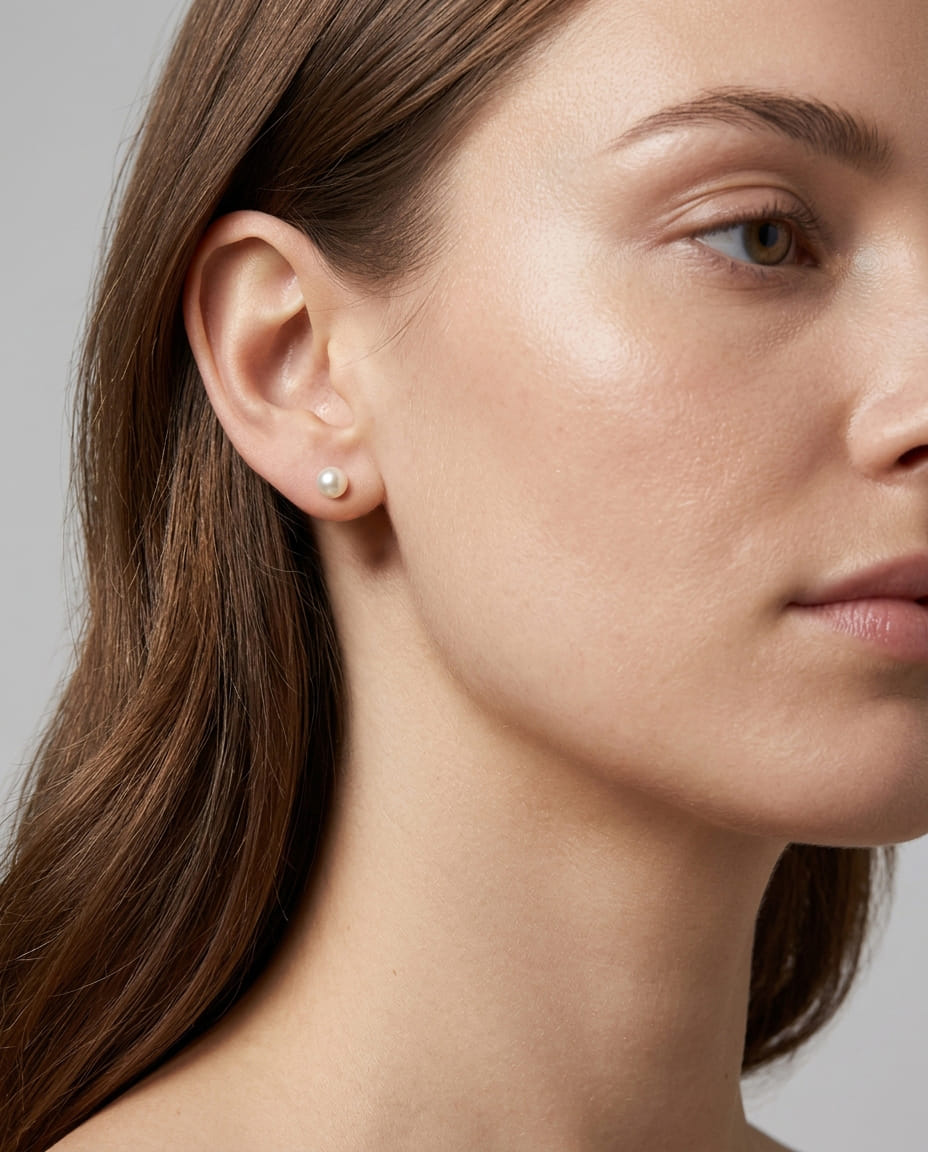 Orecchini perle fiume 5,5 mm in oro giallo-3