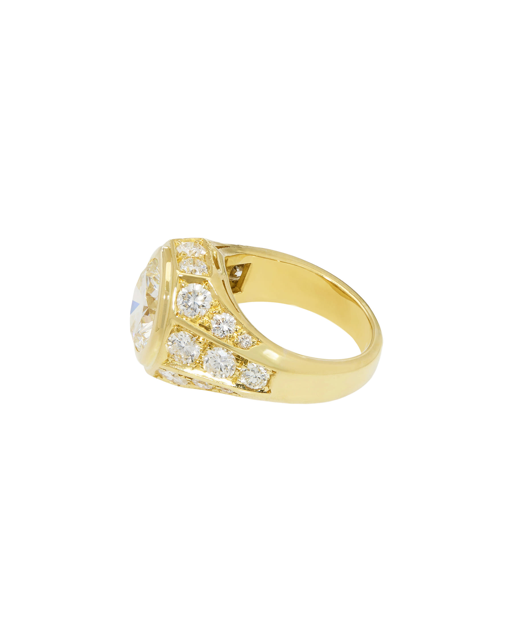 Anello sigillo in oro giallo con diamanti-2
