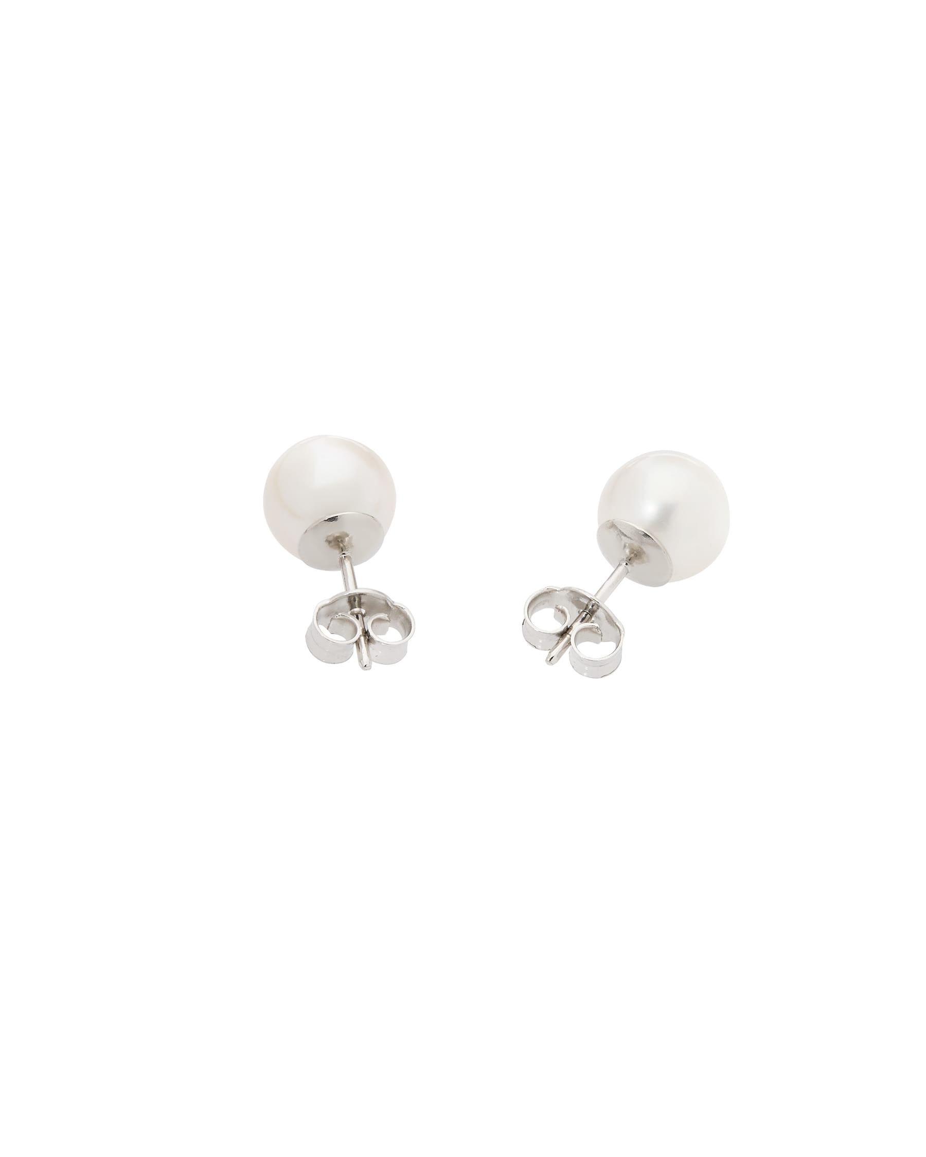Orecchini con perle mare 7,5 mm in oro bianco-2