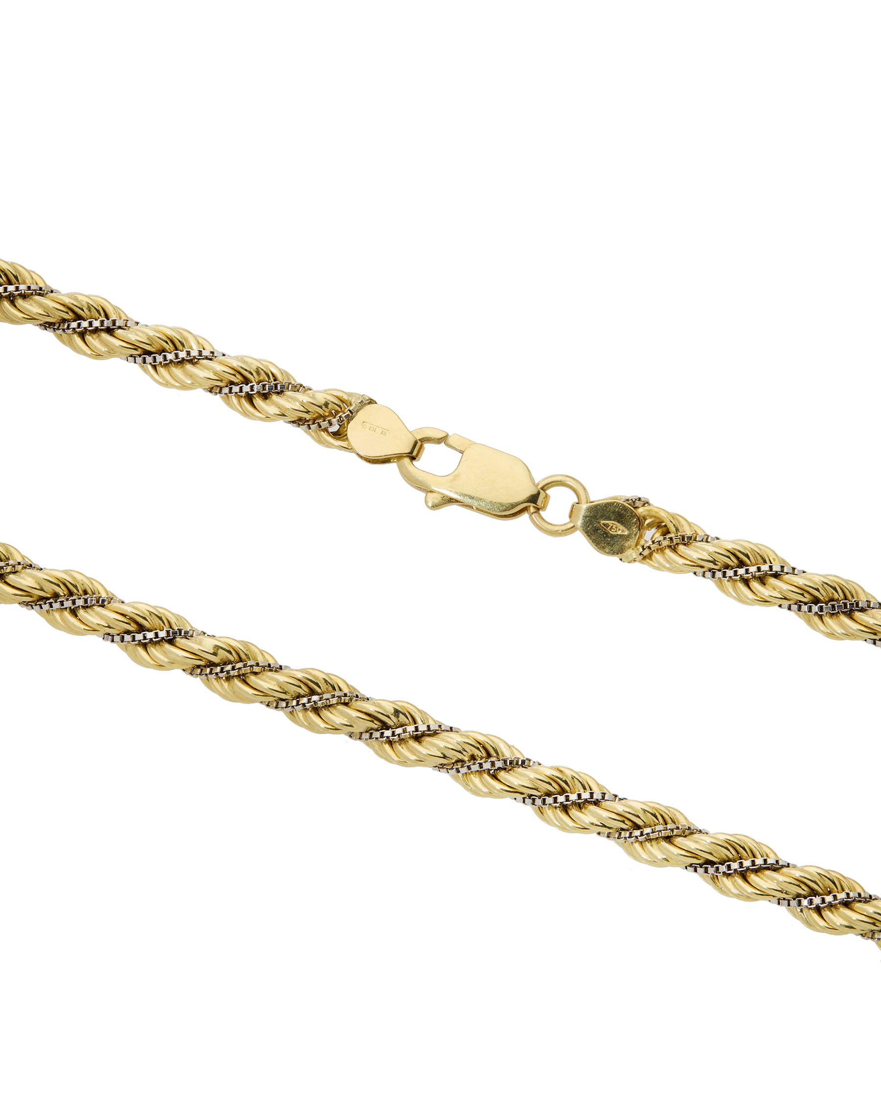 Collana maglia torchon e veneziana in oro giallo e bianco-2