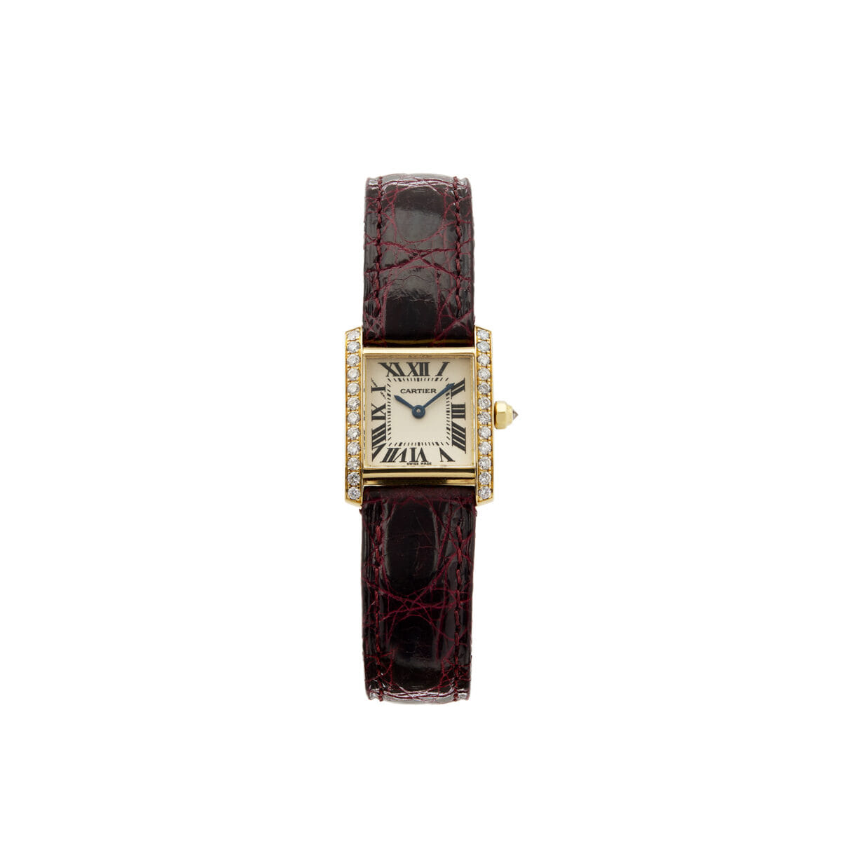 Cartier tank française ref 2385 yellow gold diamond bezel-1