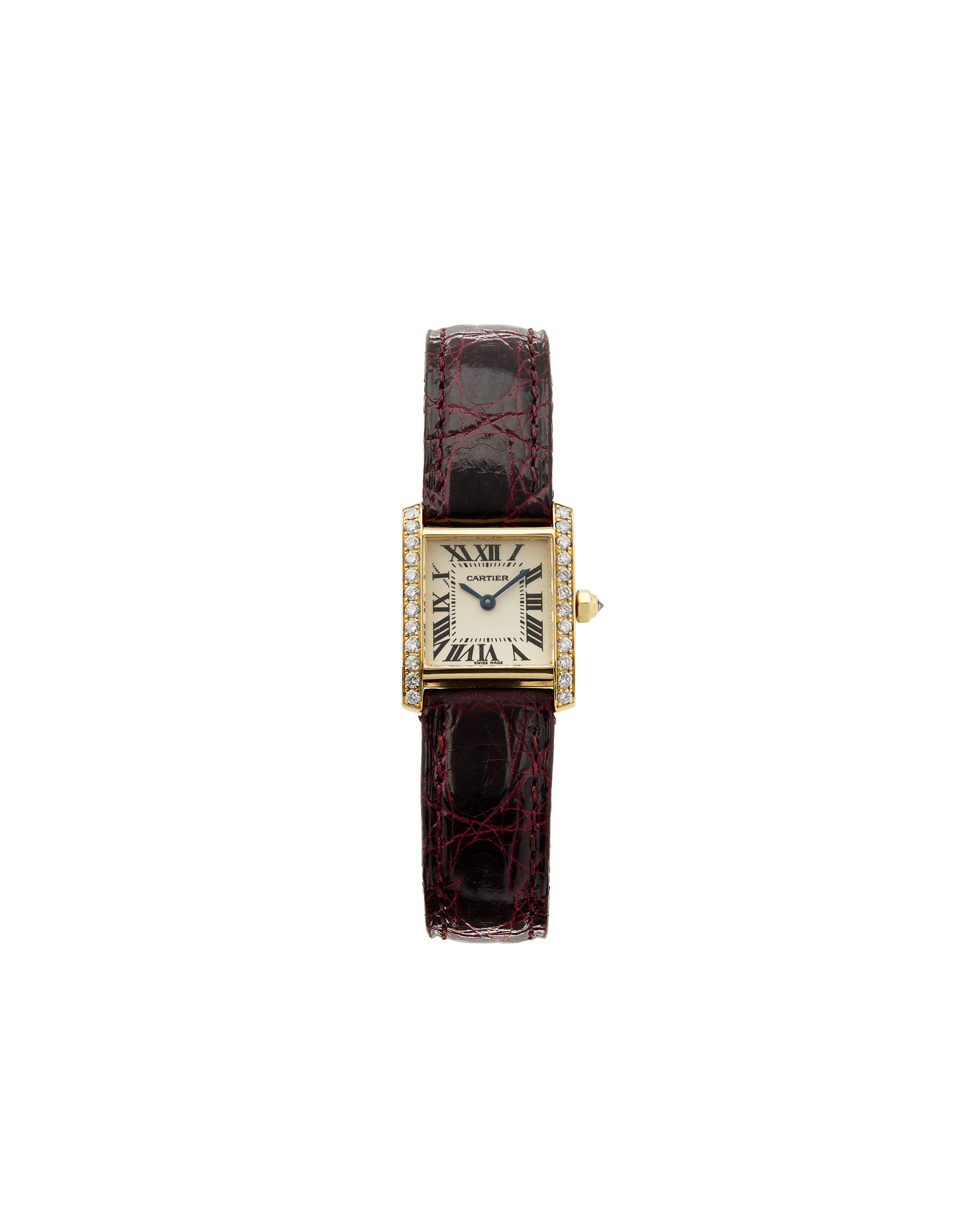 Cartier tank française ref 2385 yellow gold diamond bezel-1