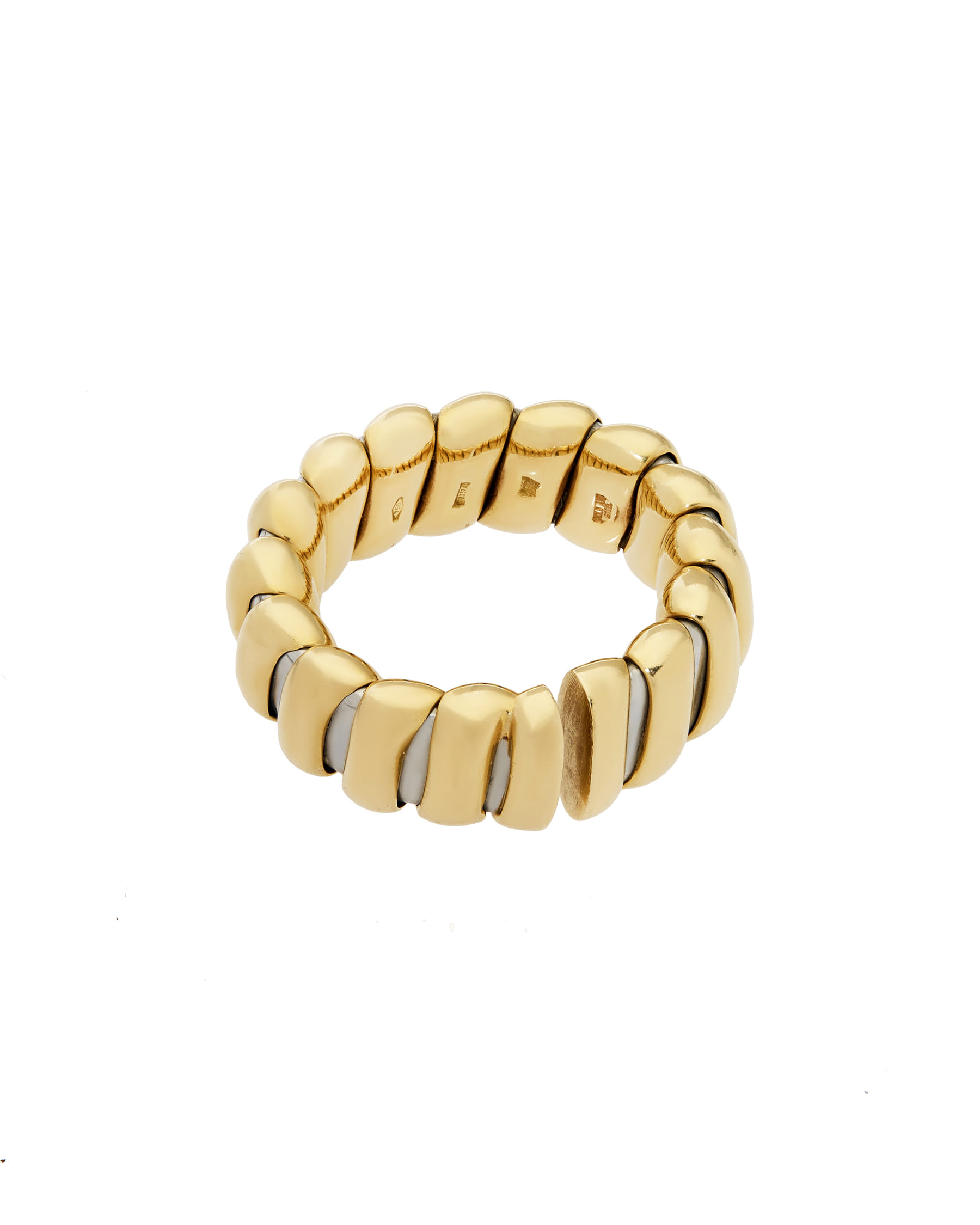 Anello bulgari tubogas vintage in oro giallo e acciaio-2