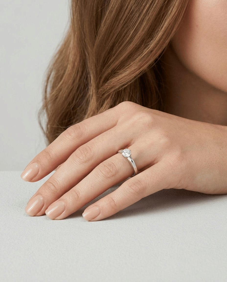 Anello solitario massoni in oro bianco con diamante 0,62 ct-4
