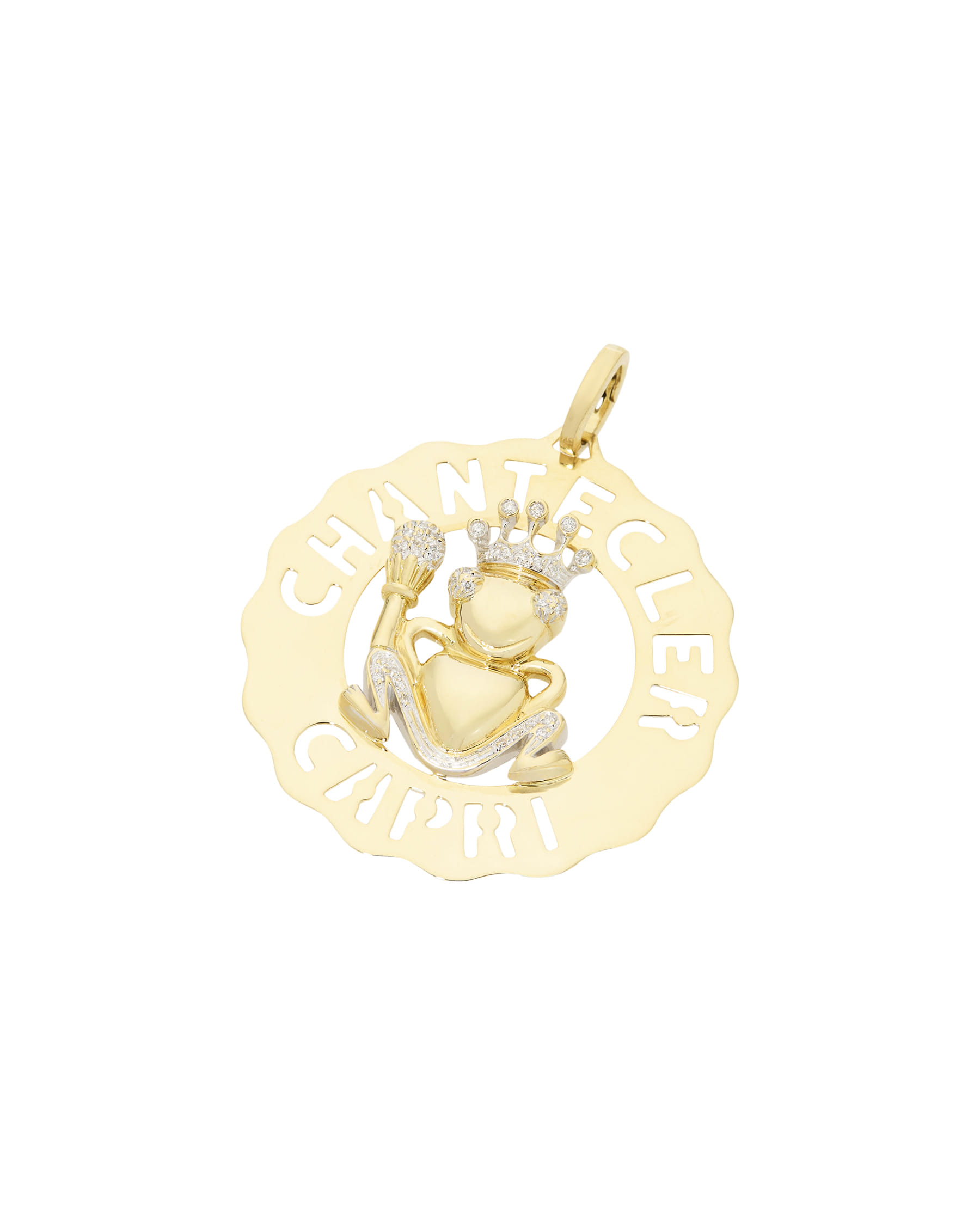 Ciondolo principe ranocchio chantecler capri in oro giallo e bianco con diamanti-1