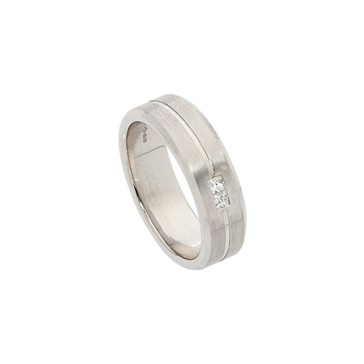 Fede 6 mm in platino lucido e satino con diamanti-1