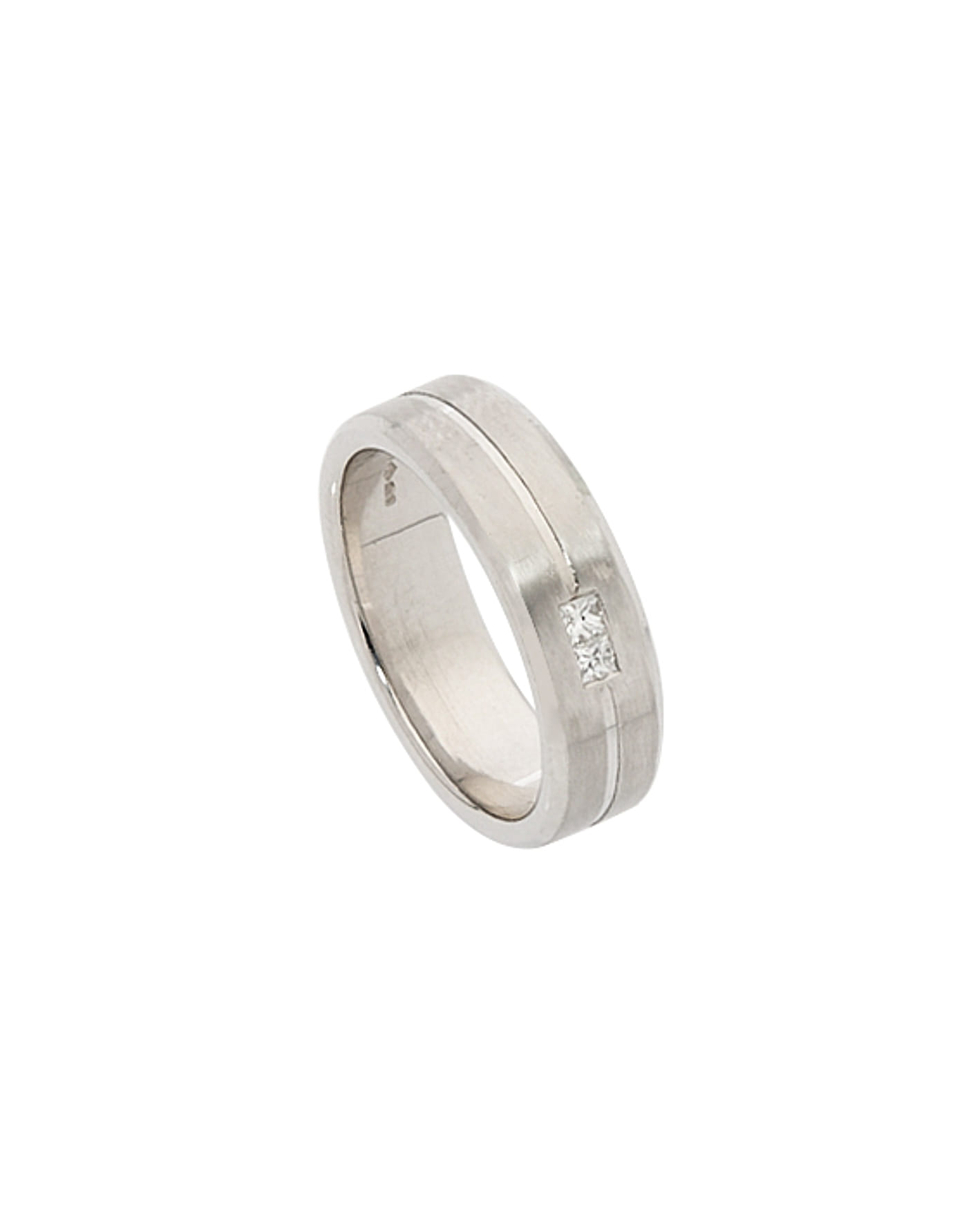 Fede 6 mm in platino lucido e satino con diamanti-1
