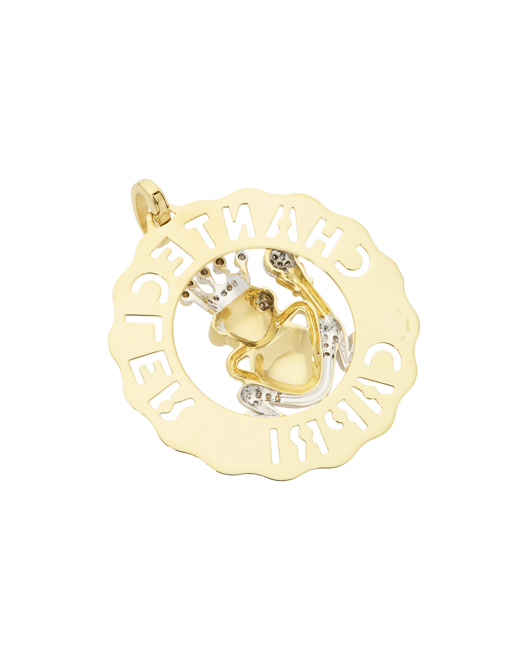 Ciondolo principe ranocchio chantecler capri in oro giallo e bianco con diamanti-2