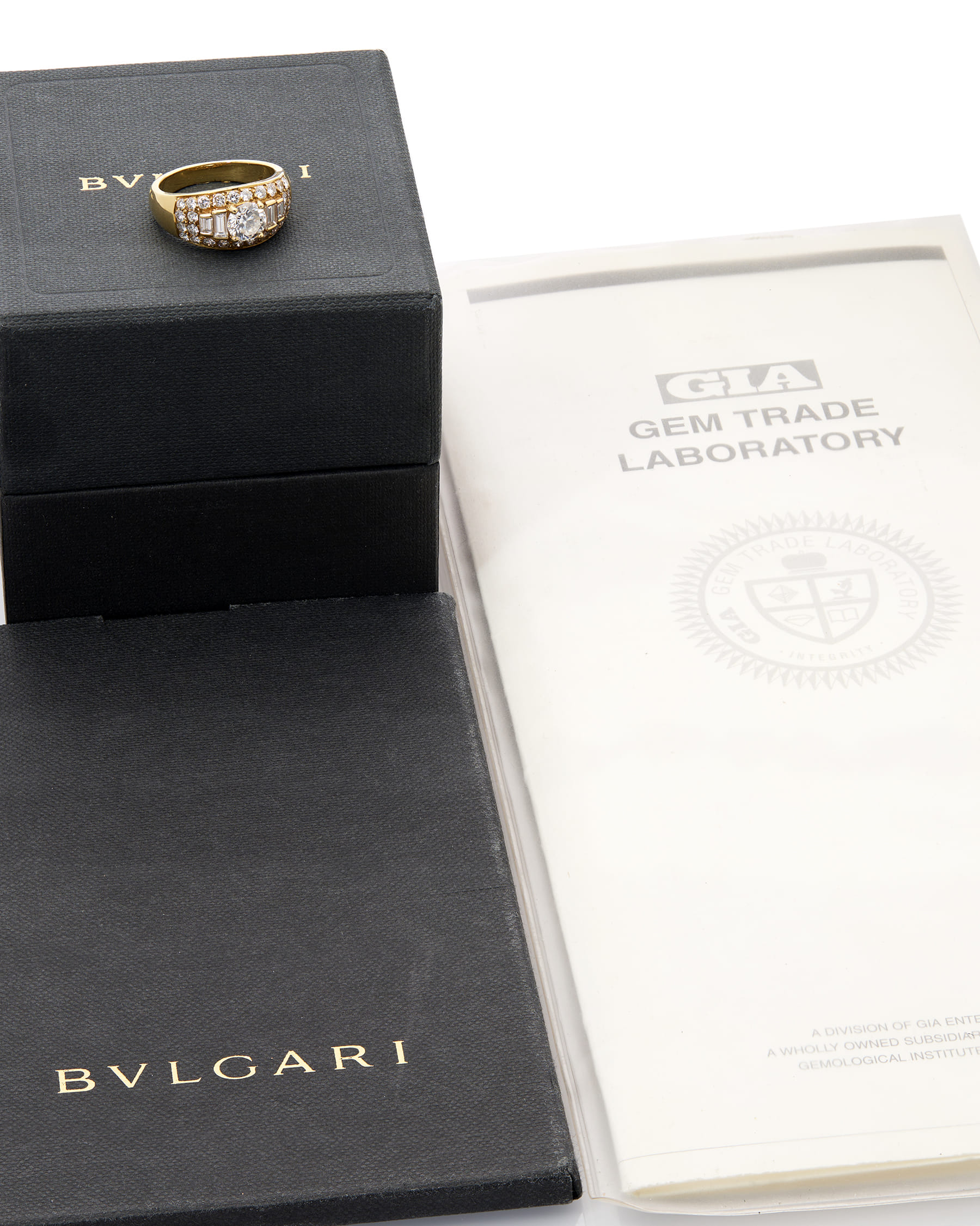 Anello trombino bulgari in oro giallo con diamanti-5