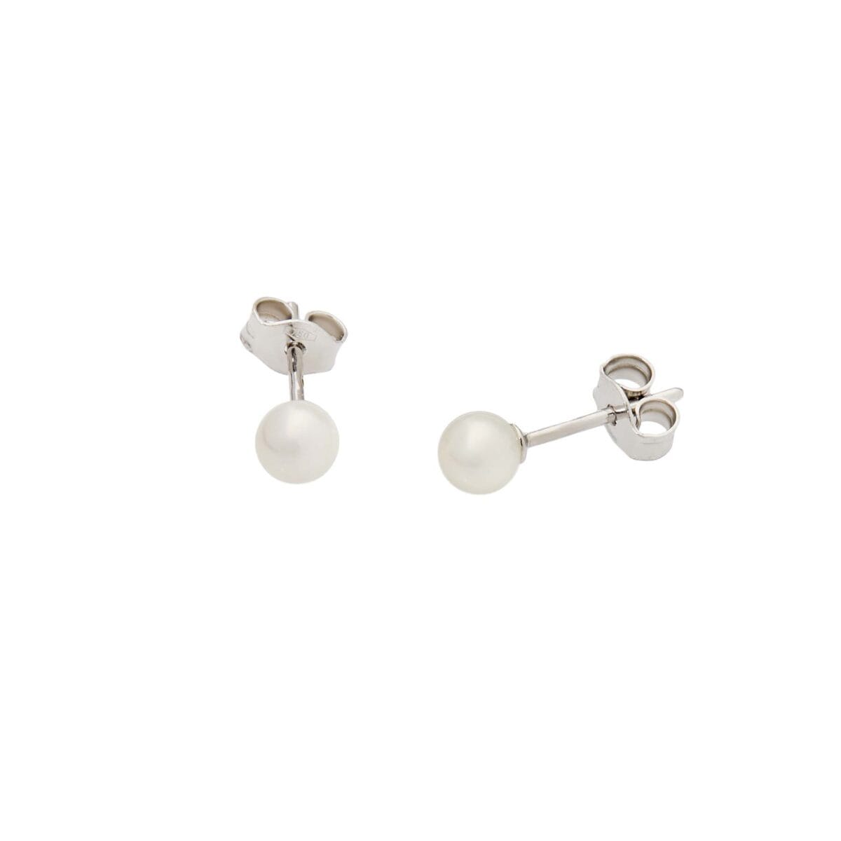 Orecchini con perle fiume 4 mm in oro bianco-1