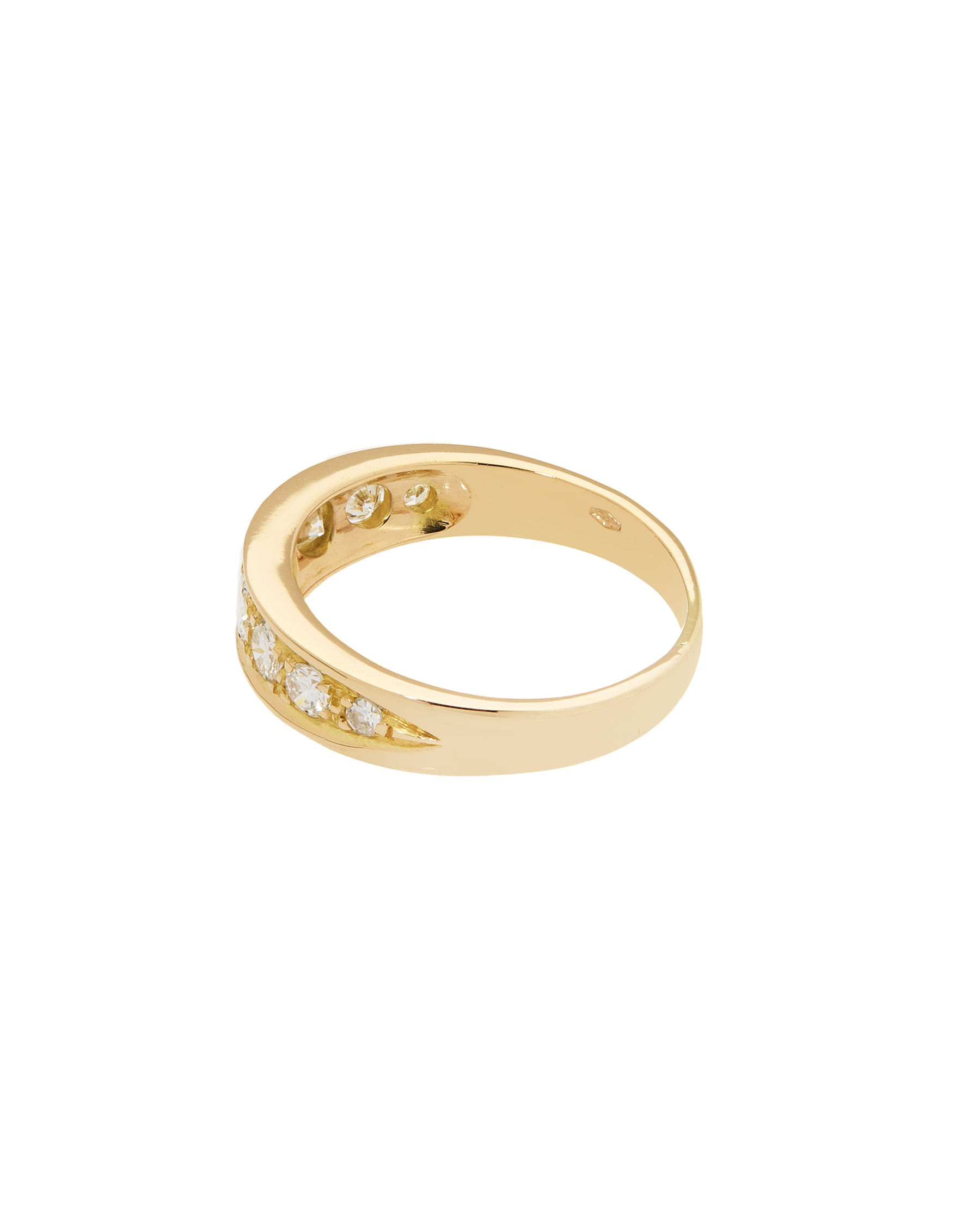 Anello veretta in oro giallo con 8 diamanti-2
