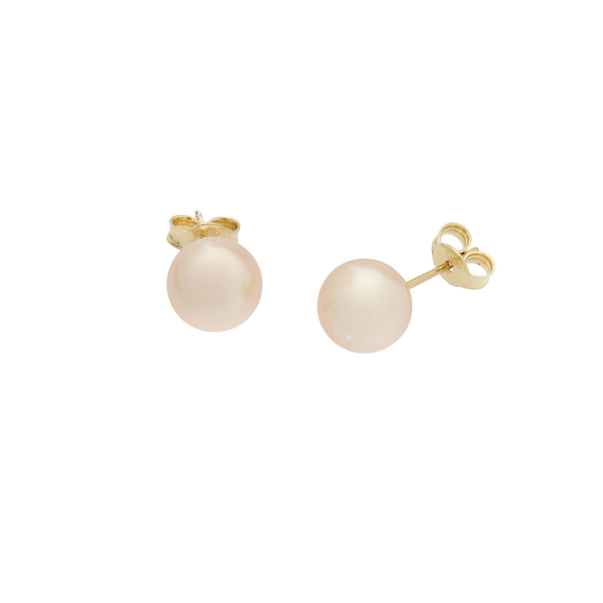 Orecchini con perle fiume rosa 8 mm in oro giallo-1