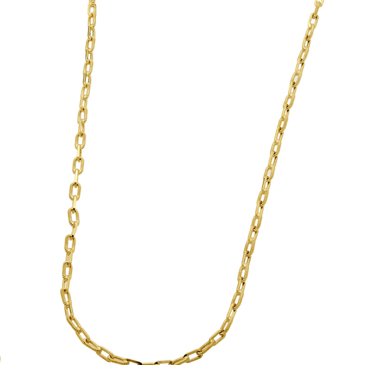 Collana maglia catena ovale in oro giallo lavorato e lucido-1