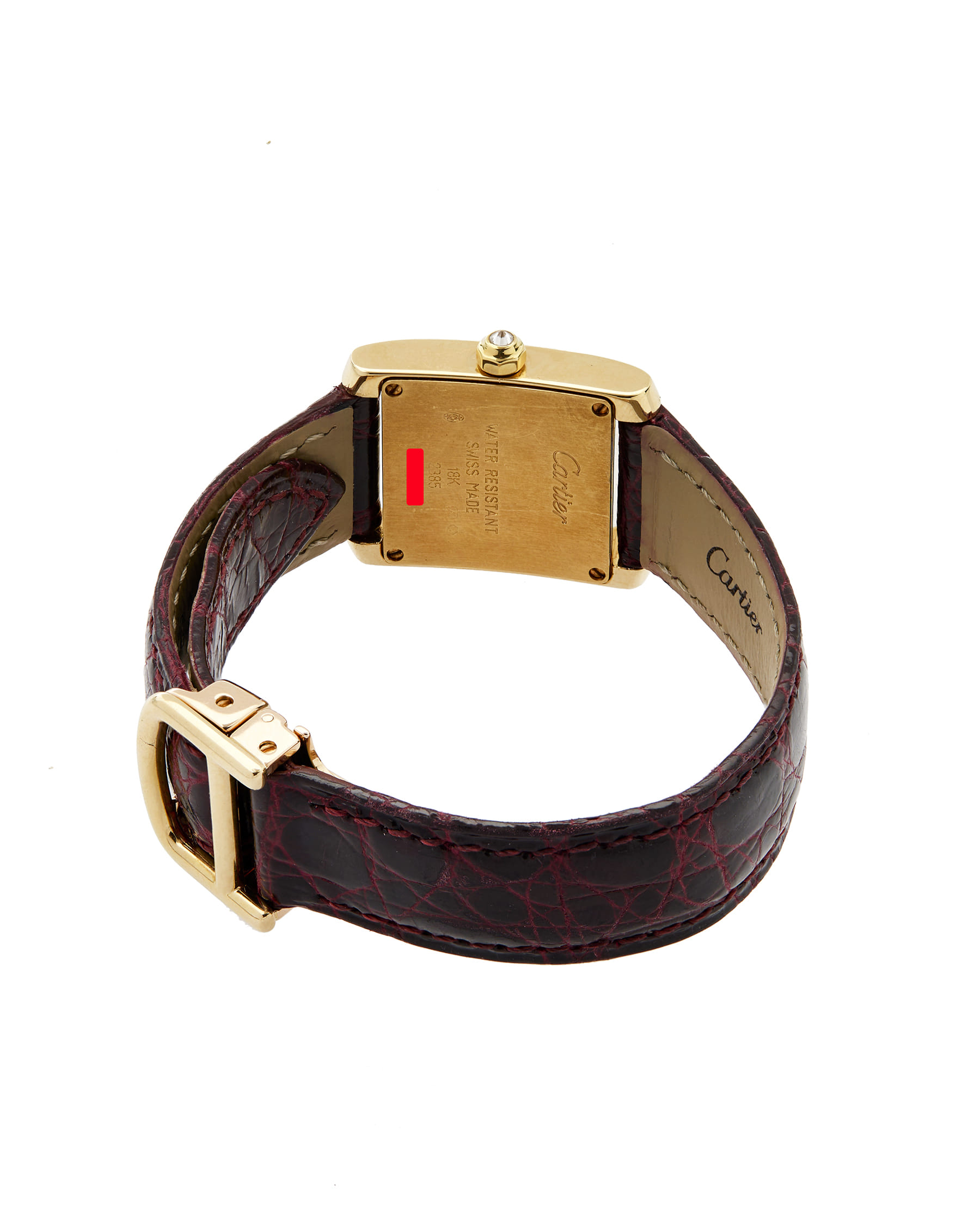 Cartier tank française ref 2385 yellow gold diamond bezel-5