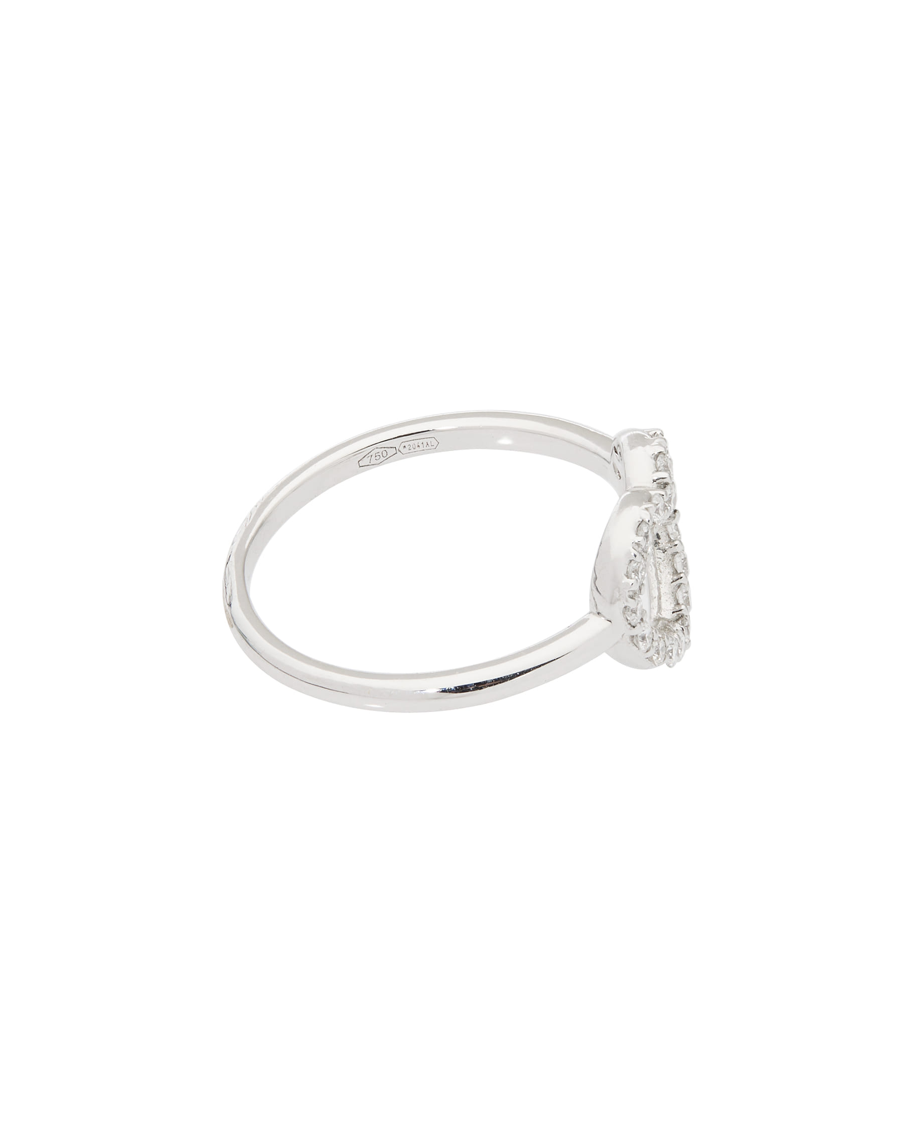 Anello leo pizzo in oro bianco con cuore di diamanti-2