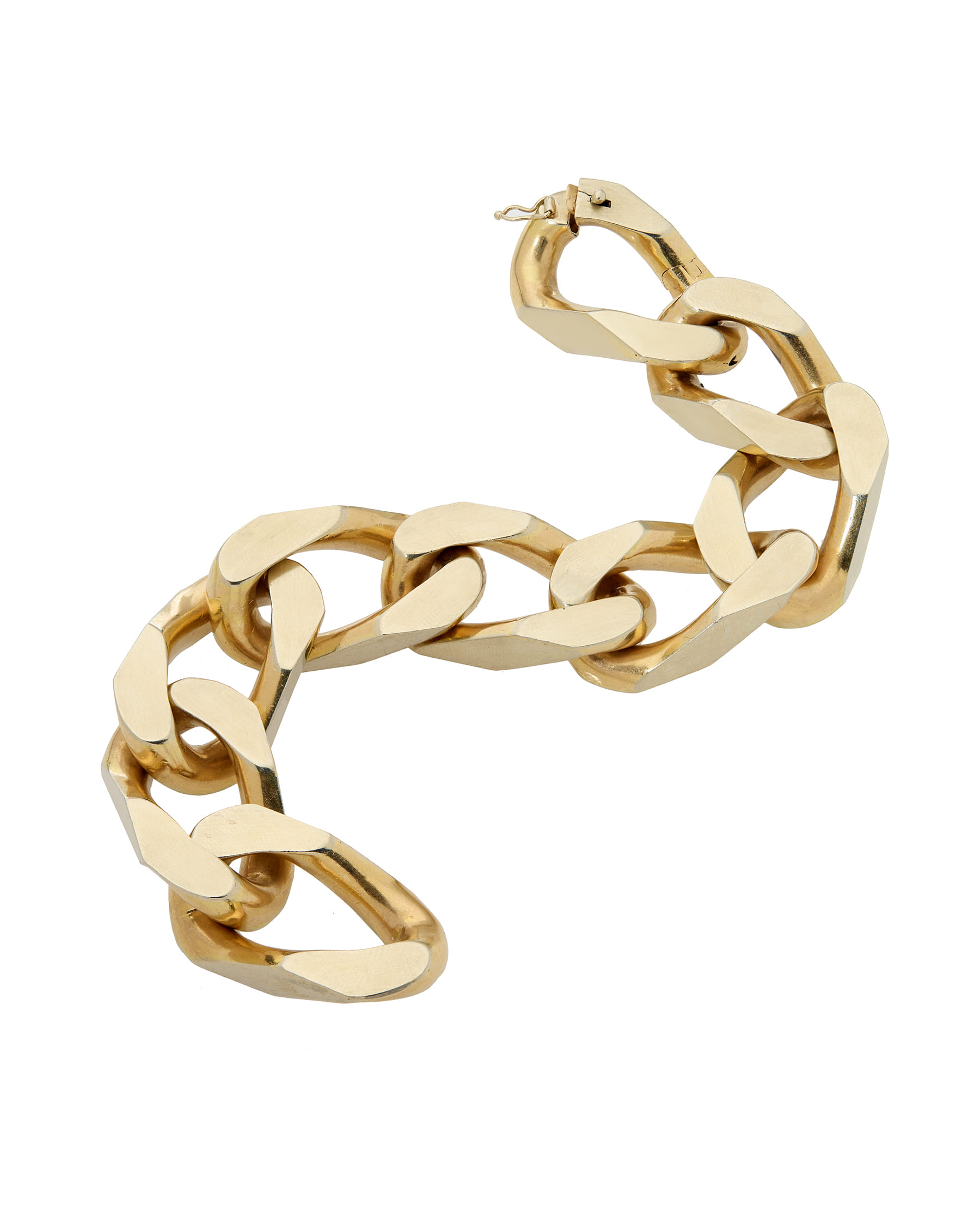 Bracciale groumette big in oro giallo e bianco satinato-2