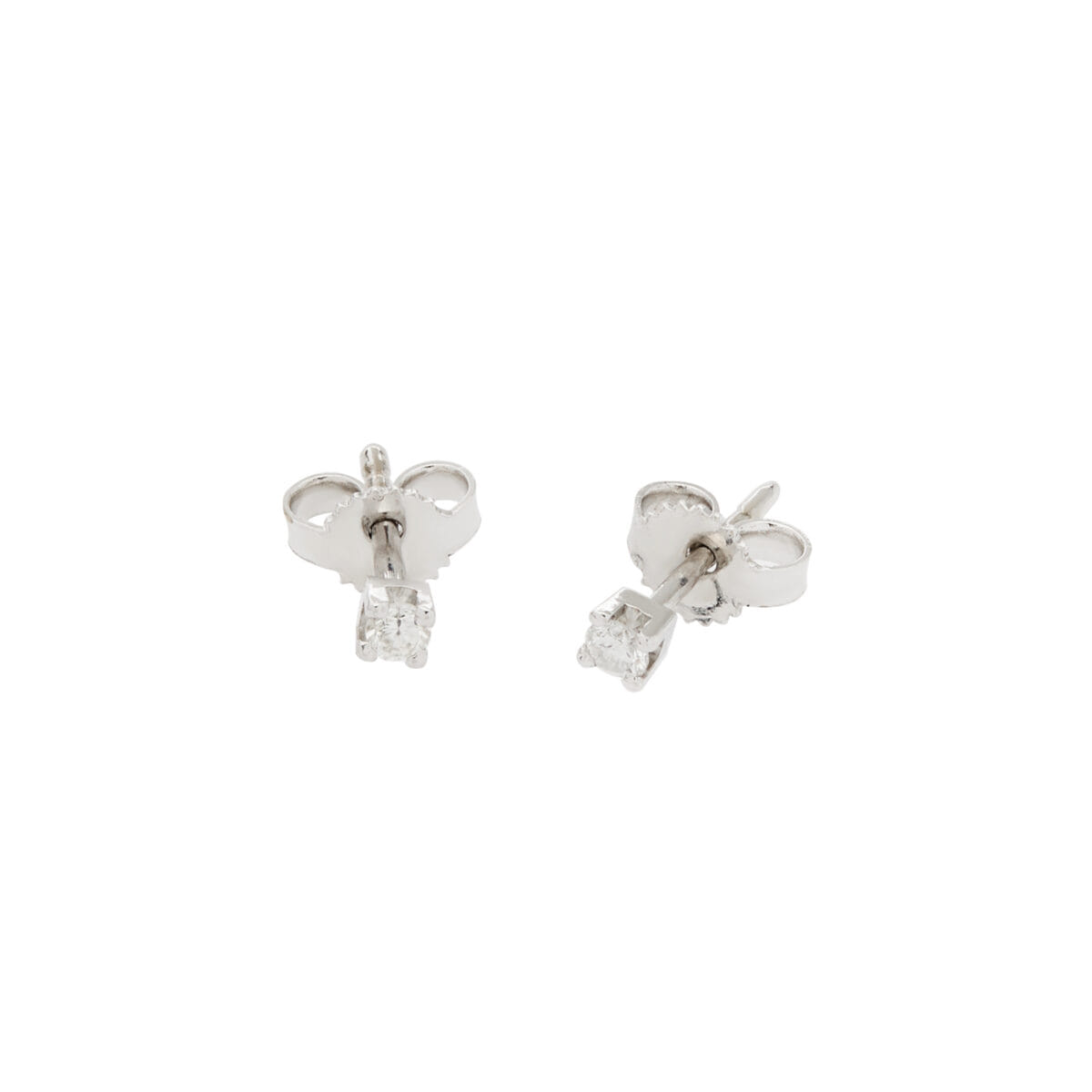 Orecchini punto luce in oro bianco e diamanti 0,10ct-1