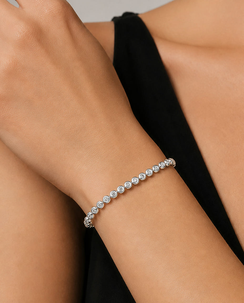 Bracciale tennis cipollino in oro bianco con diamanti-3