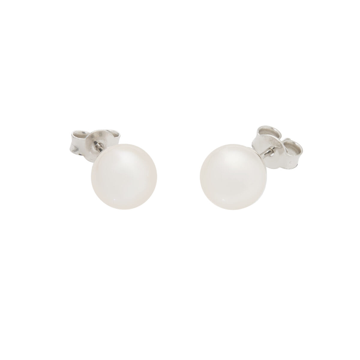 Orecchini con perle mare 7,5 mm in oro bianco-1