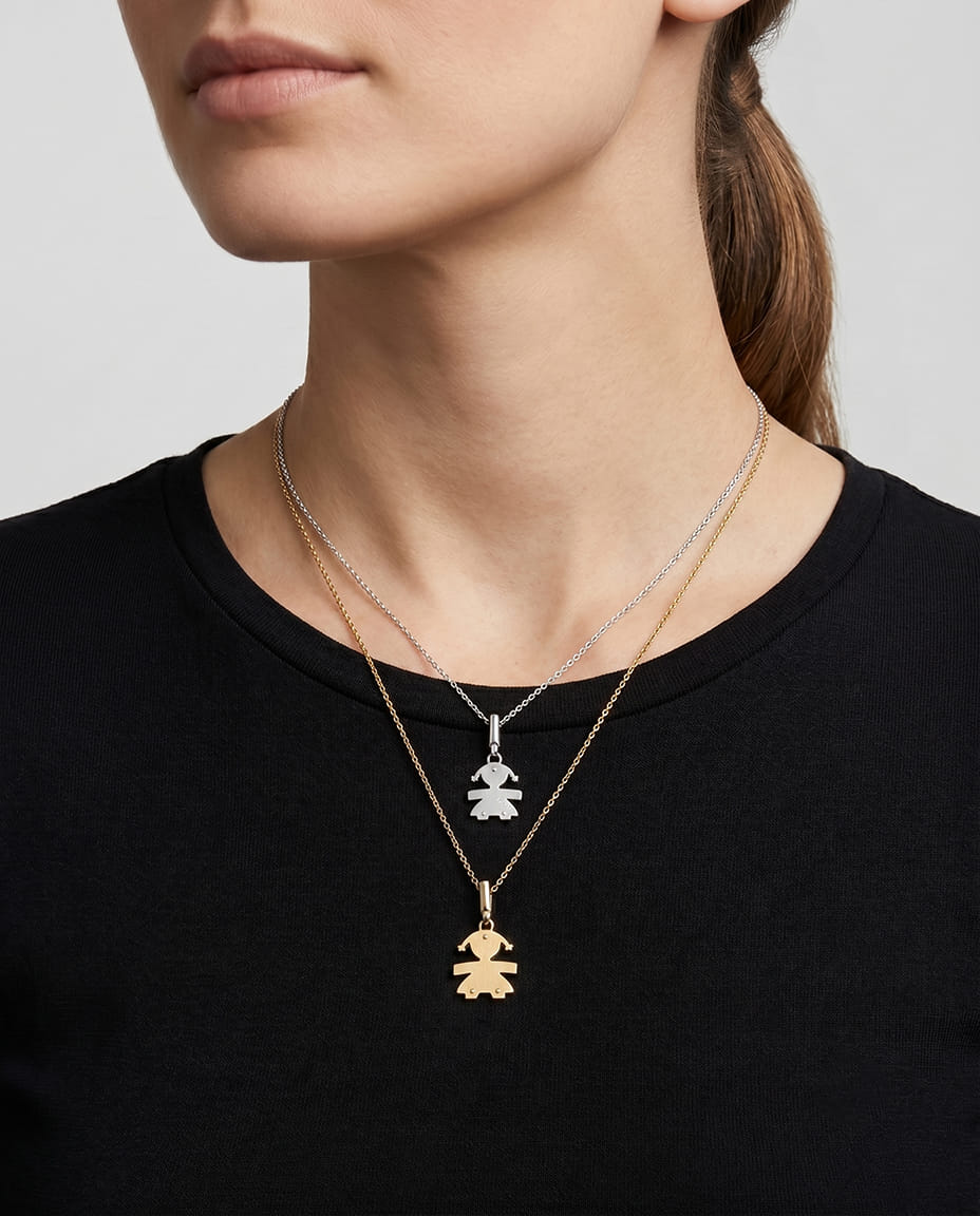 Collana bimbe le bebé in oro bianco e giallo-3