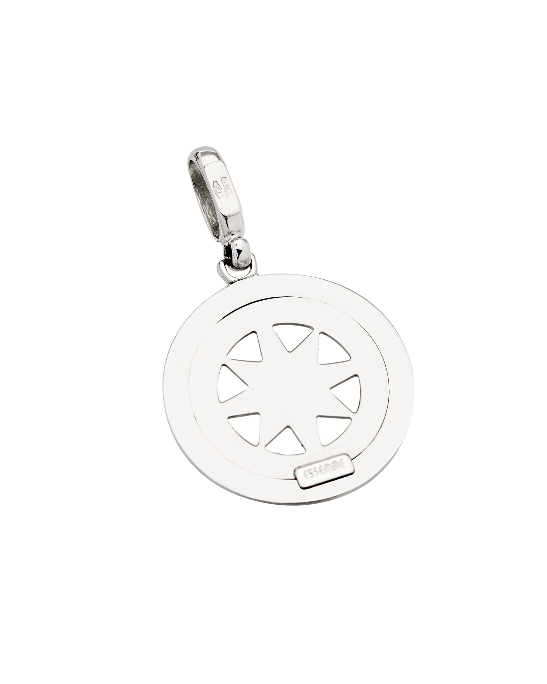 Ciondolo rosa dei venti in oro bianco lucido e satinato-2