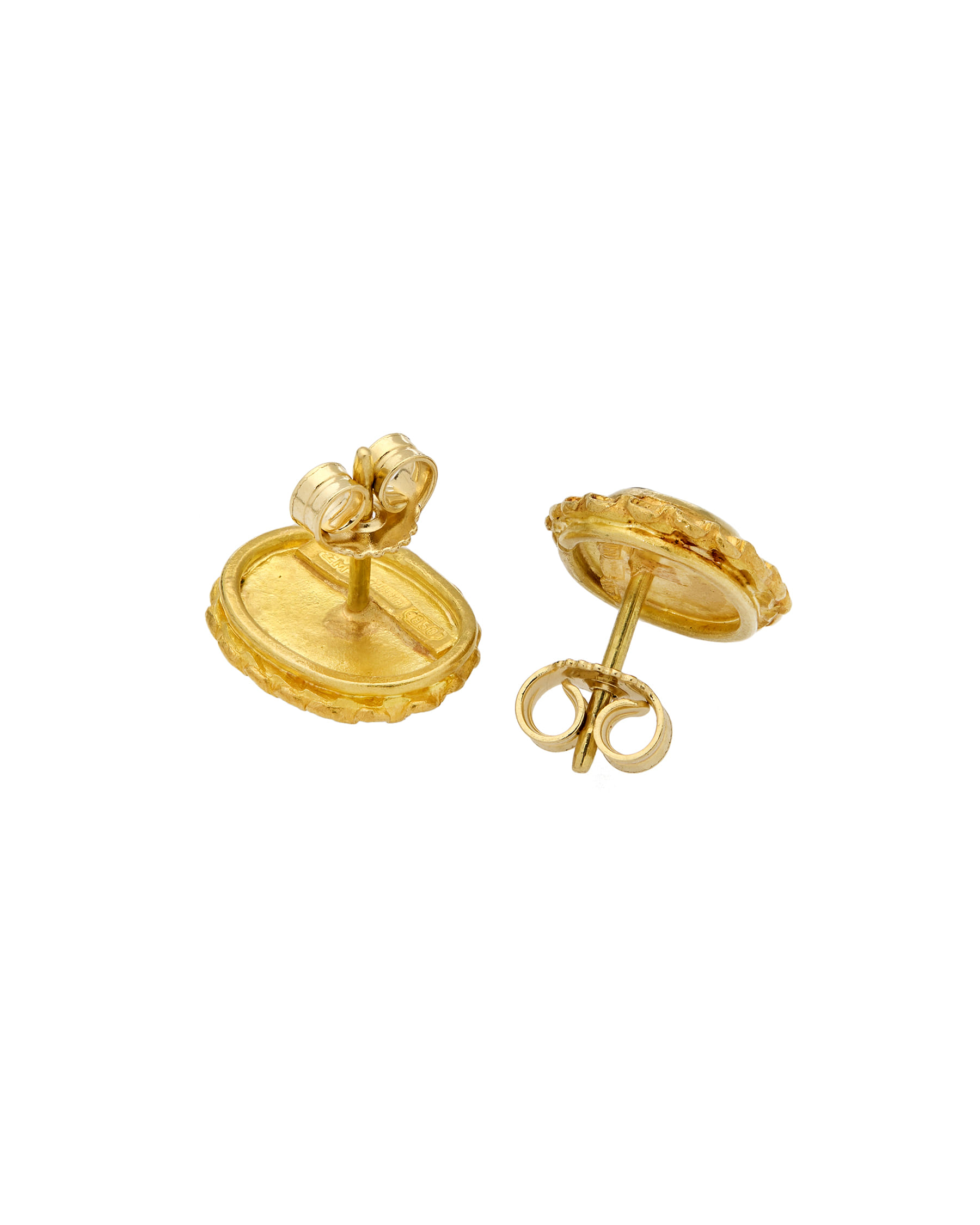 Orecchini in oro giallo 20kt con inserti di corniola e argento-2