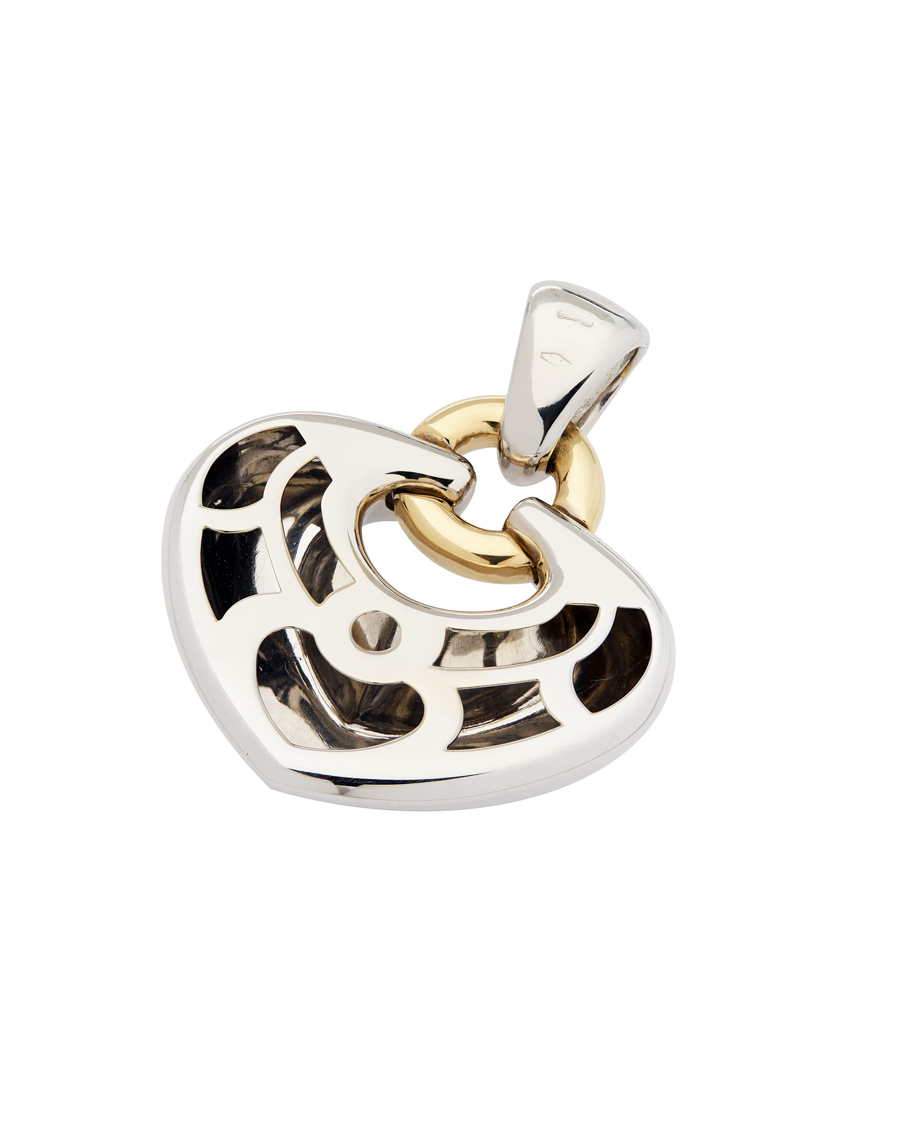 Collana bulgari con ciondolo cuore in oro giallo e bianco-4