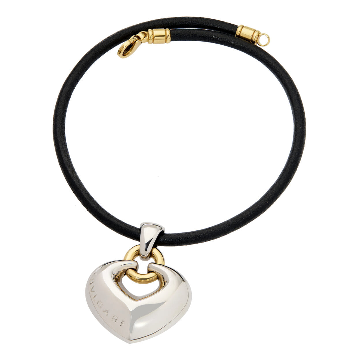 Collana bulgari con ciondolo cuore in oro giallo e bianco-1