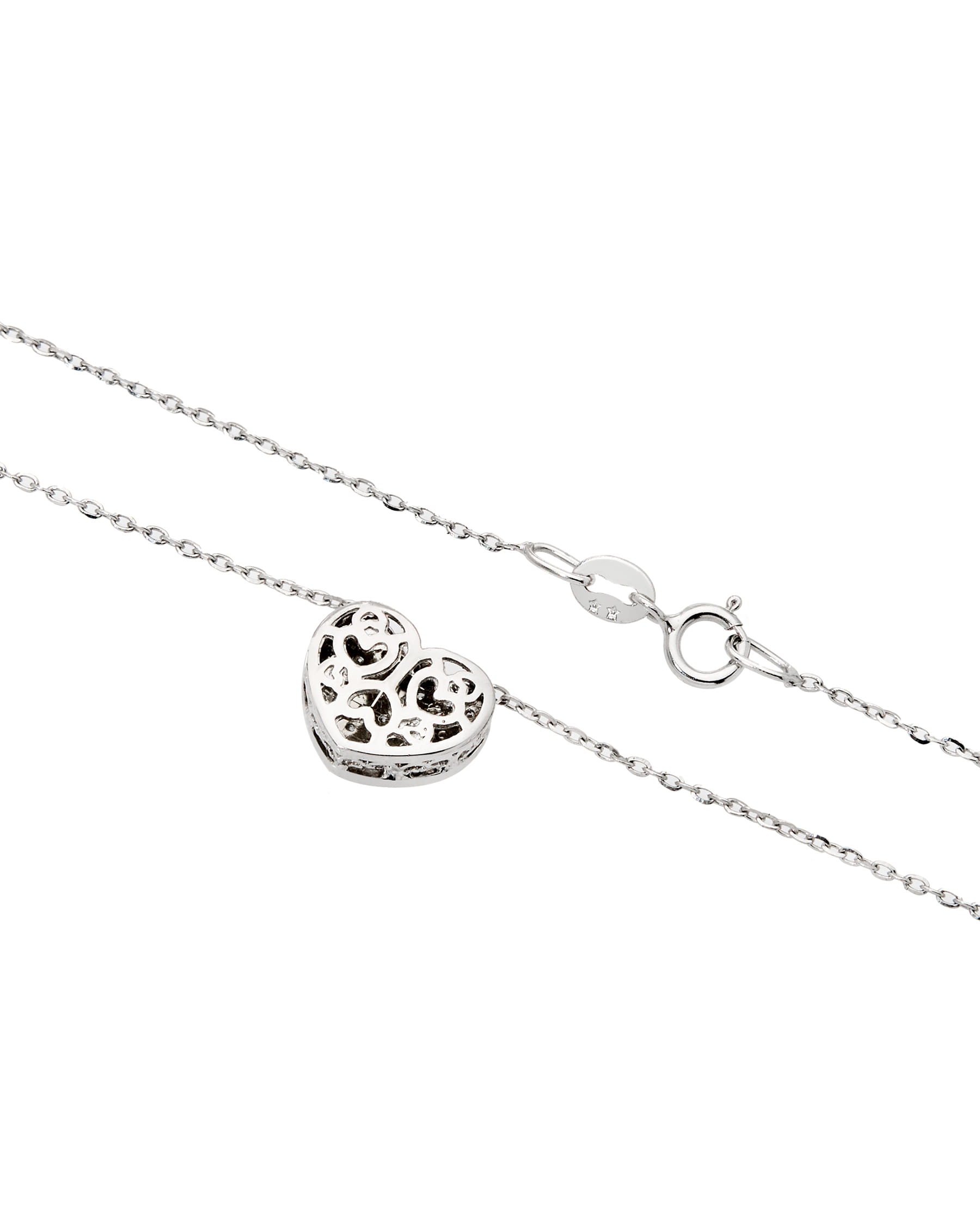 Collana oro bianco con ciondolo cuore e pavè di diamanti-2