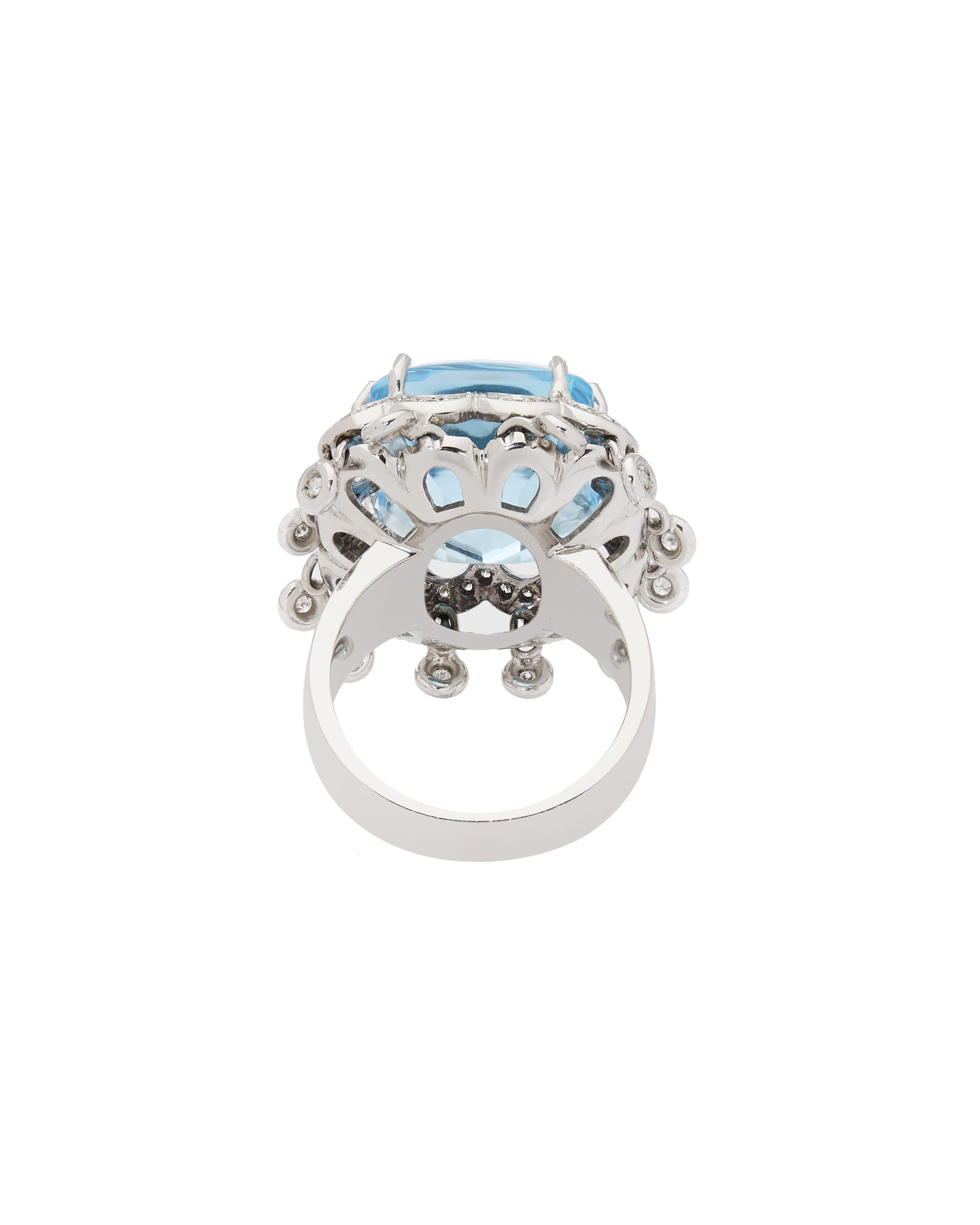 Anello cocktail in oro bianco con topazio e diamanti-3