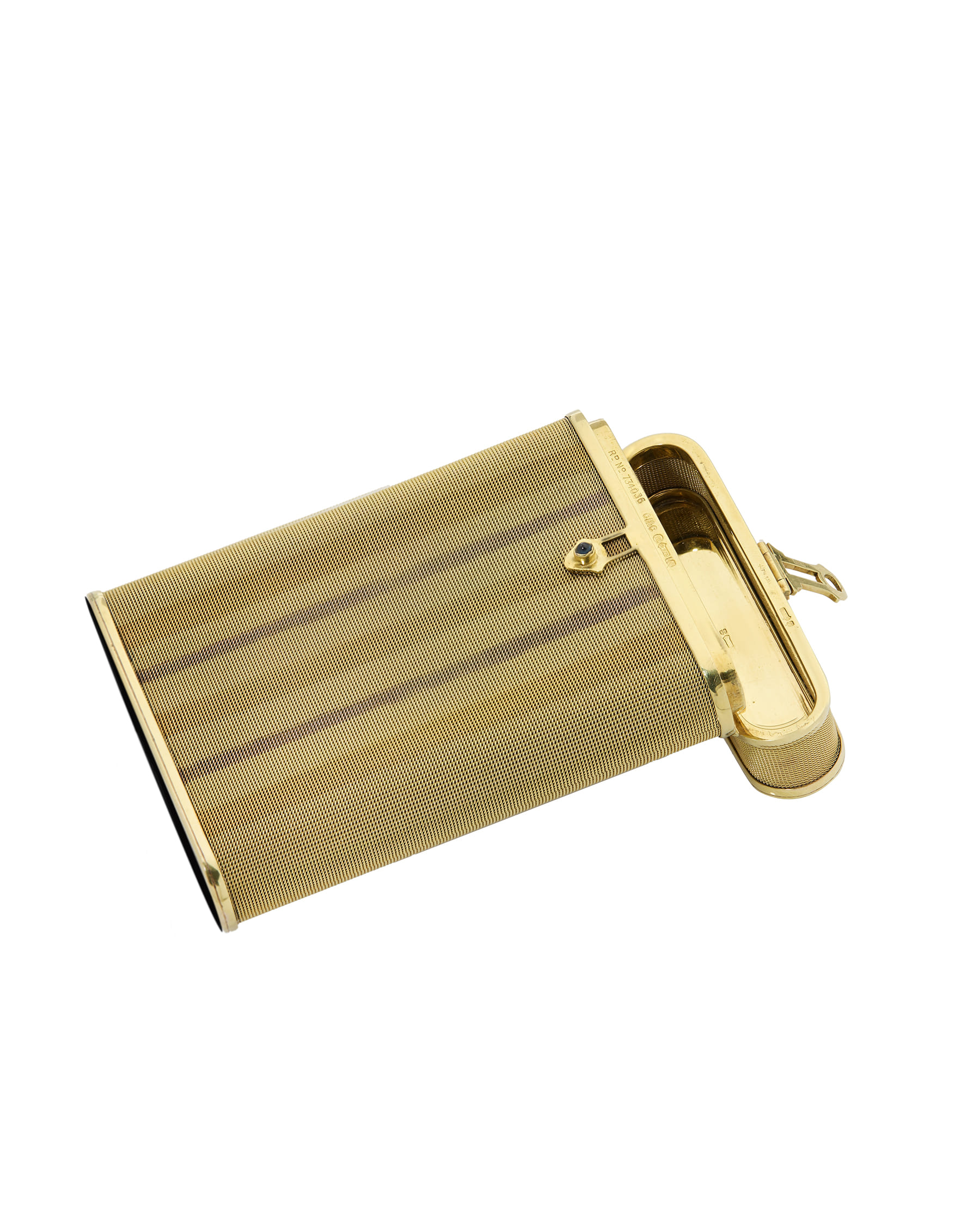 Portasigarette cohen & charles in oro giallo 9kt con zaffiro cabochon e onice-2