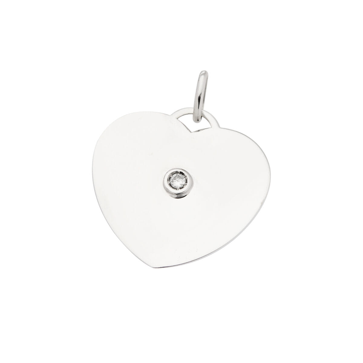 Ciondolo cuore in oro bianco con diamante-1