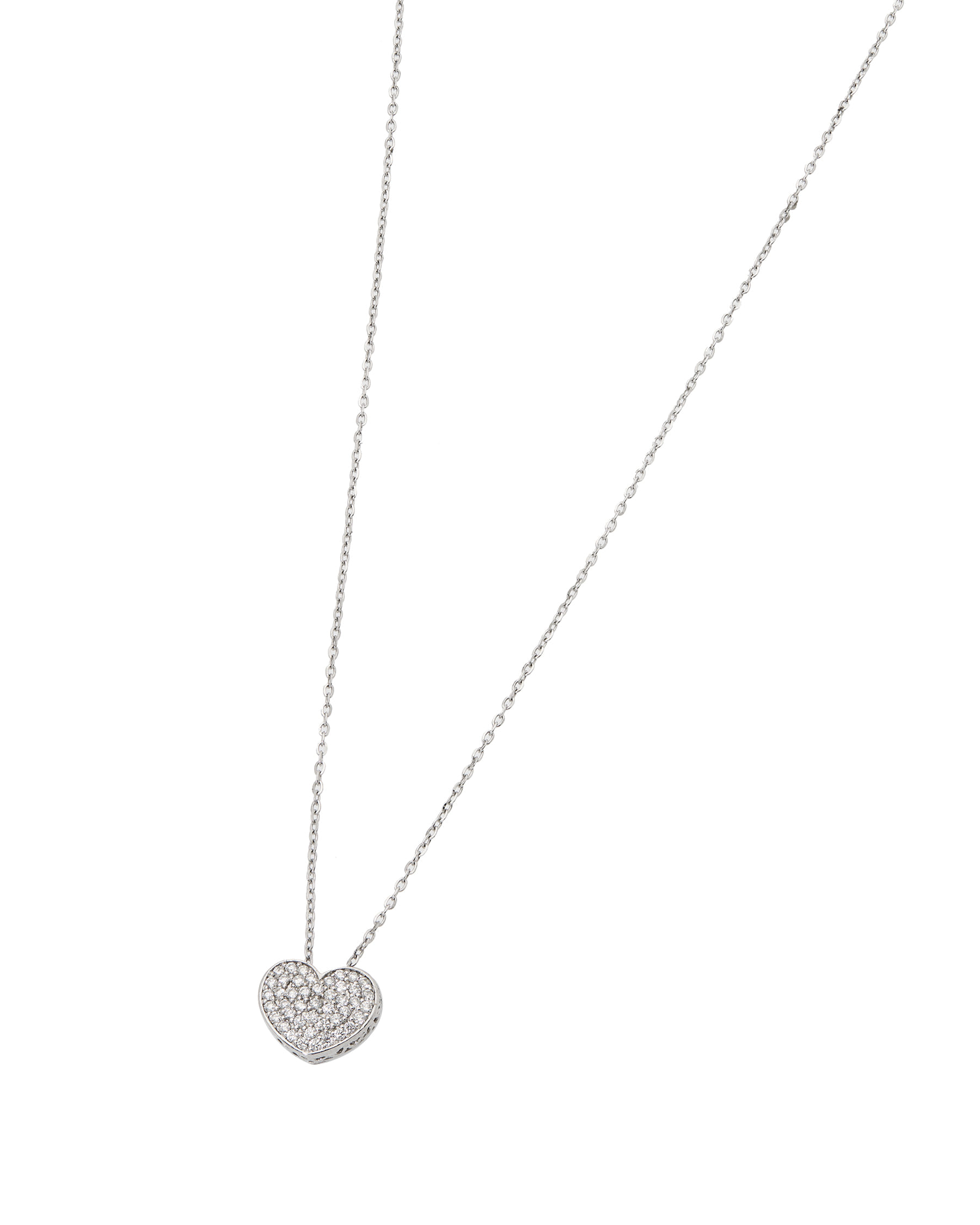 Collana oro bianco con ciondolo cuore e pavè di diamanti-1