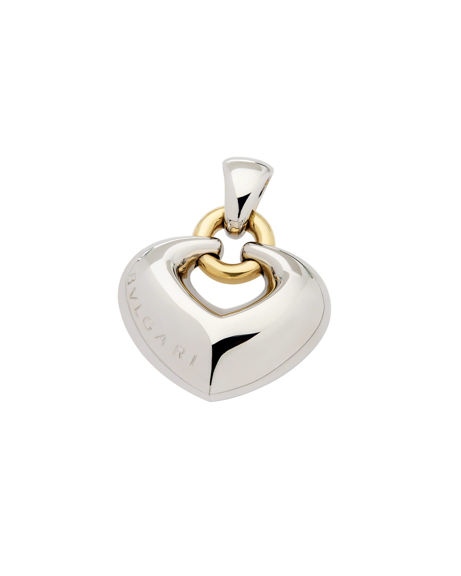 Collana bulgari con ciondolo cuore in oro giallo e bianco-3