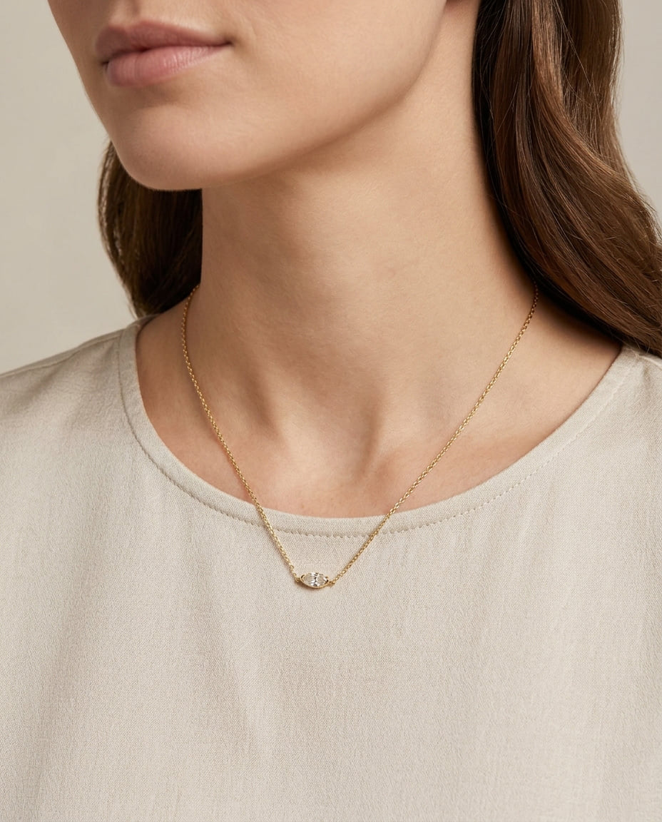 Collana puntoluce in oro giallo con diamante marquise-3